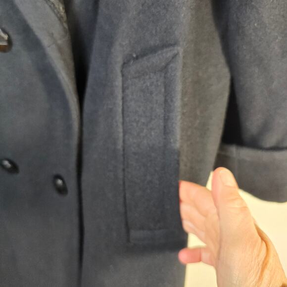 Vintage JOFELD Coat Women's 14 Black Wool Velvet Embellished Collar Long 80s 90s - Picture 5 of 14